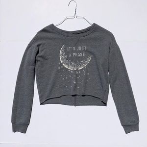 Hollister Graphic Crop Metallic Graphic Sweater, S